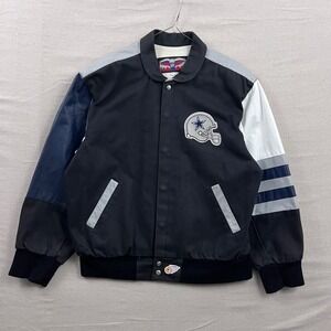 Vintage Jeff Hamilton Dallas Cowboys Varsity Jacket Large Black Leather Wool NFL